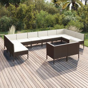 Set Divani da Giardino 12 pz con Cuscini in Polyrattan Marrone 3094623