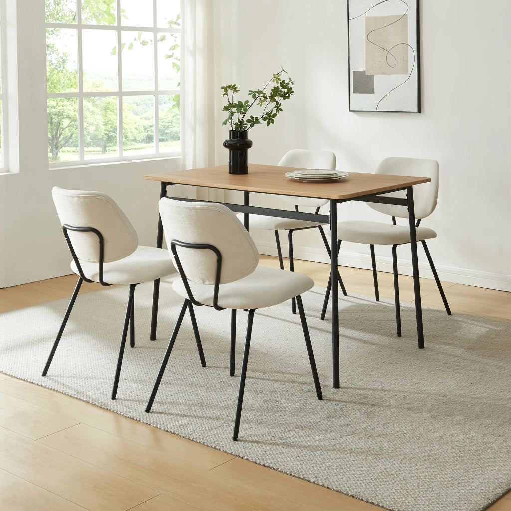 Set di 2 Sedie Köma con Rivestimento in Tessuto - Beige [en.casa]