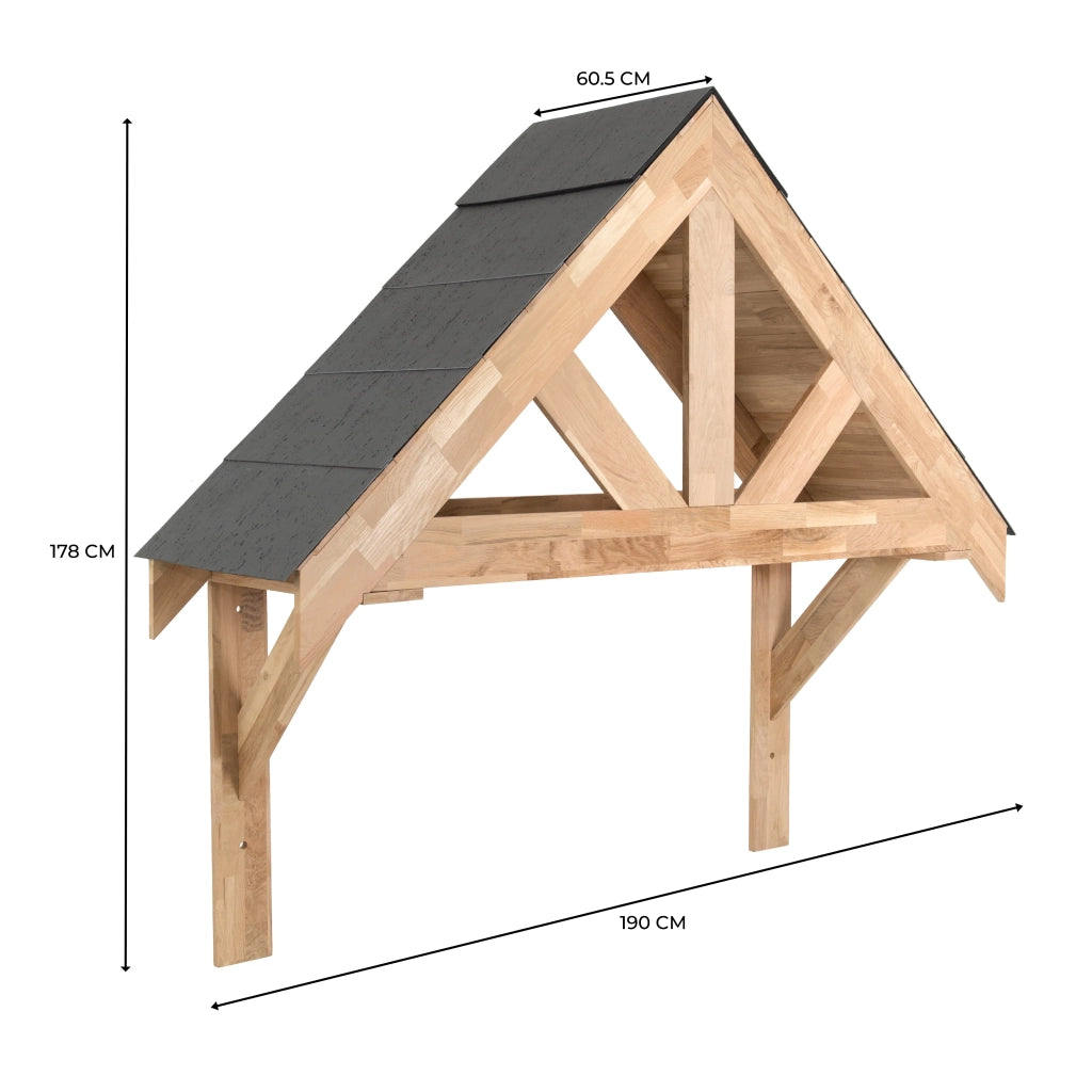 Tettoia Portico Rovere Massello 1400 mm Luce Interna Luci Parete
