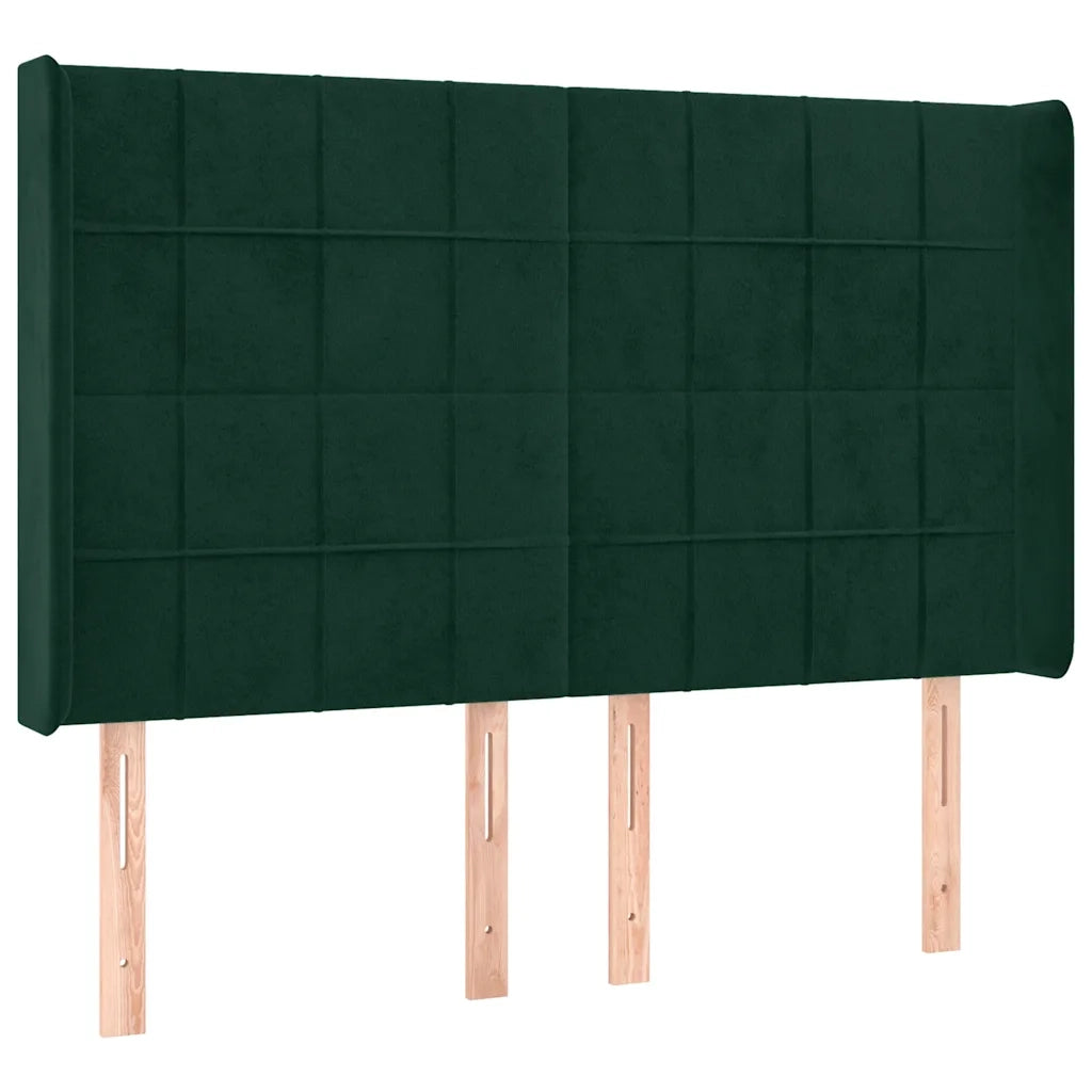 Letto a Molle con Materasso e LED Verde Scuro 140x190cm Velluto 3139562