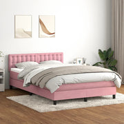 vidaXL Giroletto a Molle con Materasso Rosa 160x210 cm in Velluto