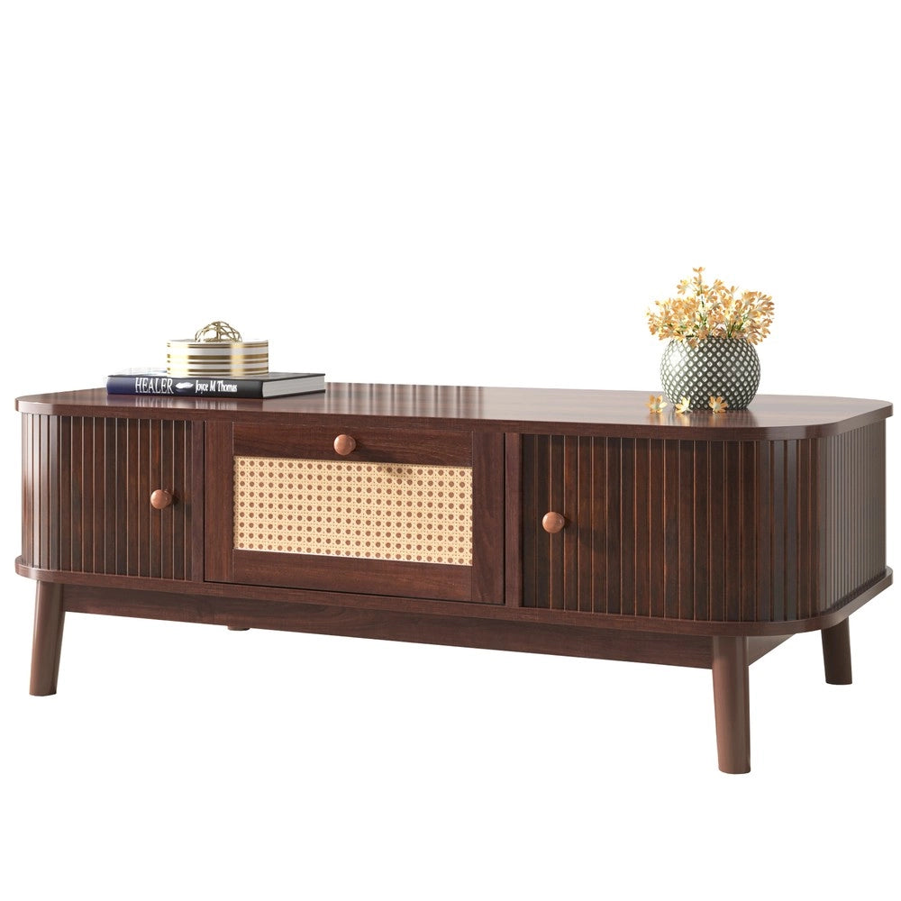 Tavolino da Caff¨¨ in Legno Massello con Cassetti e Ripiano ¨C MINIMAL ¨C Naturale
