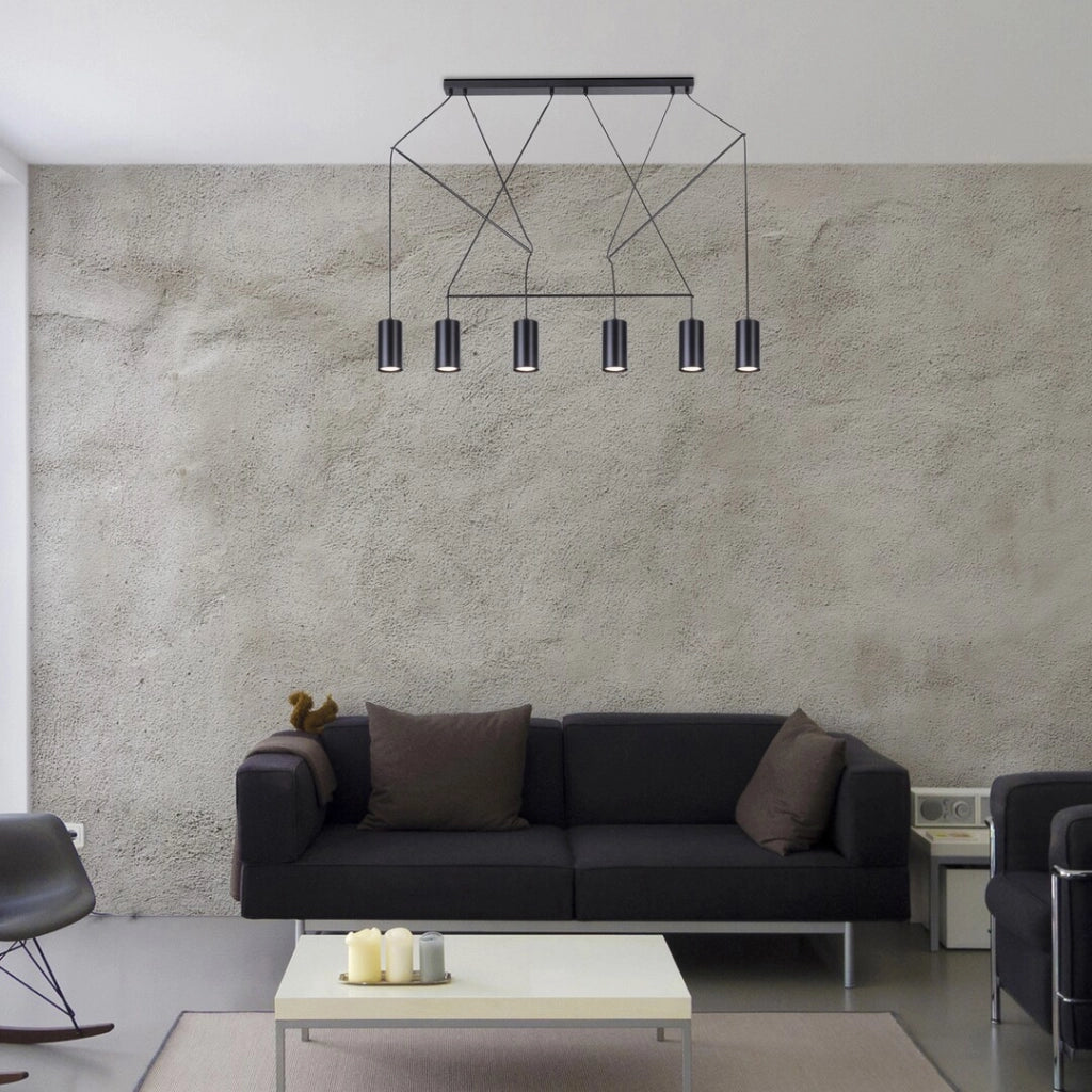 Lampada a sospensione Rabalux Aslaug nera 6xGU10 117cm