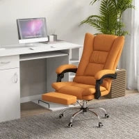 Sedia da Ufficio con Massaggio, Sedia da Scrivania con Funzione di Riscaldamento, Sedia Girevole, Funzione Inclinabile, Sedia da PC Altezza Regolabile, Marrone Chiaro