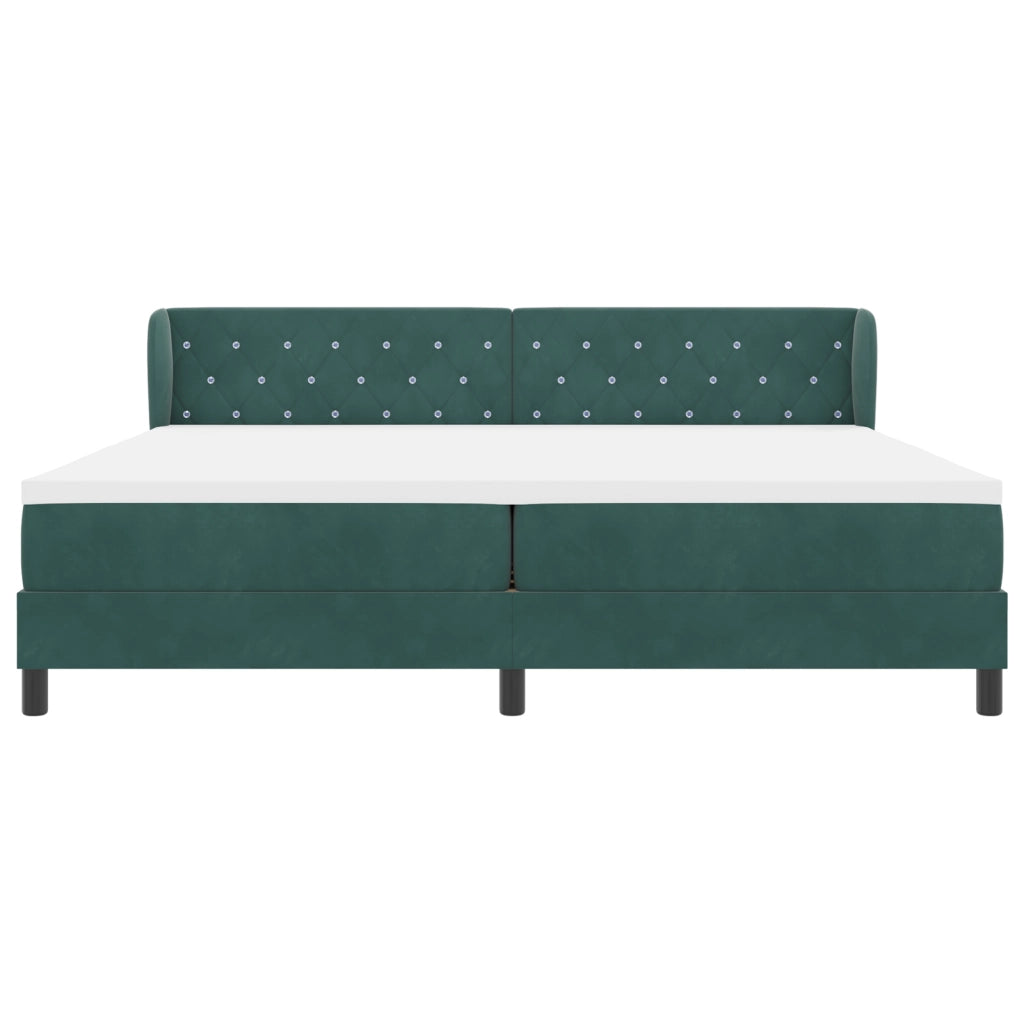 Letto Box Spring con Materasso verde scuro 200x200 cm in Velluto
