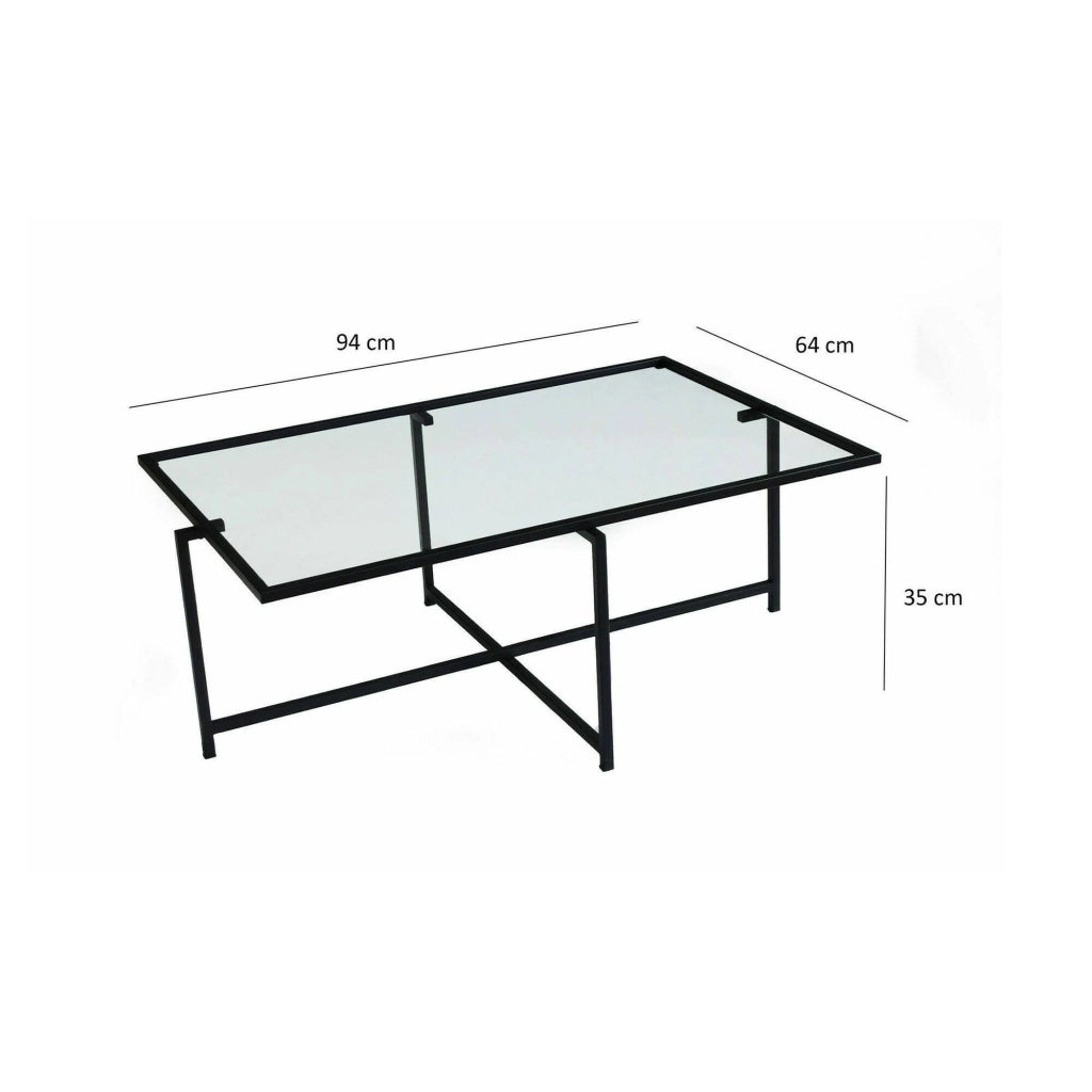 Anna, Tavolino da Salotto Resistente All'appannamento, 94x64x35h cm Nero