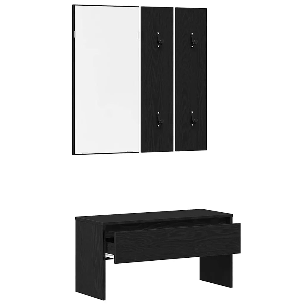 Set mobili da ingresso 4 pcs Rovere Nero Legno multistrato 862107
