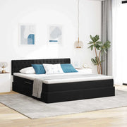Letto con contenitore e LED con led Nero 180 x 200 cm Velluto 3371471
