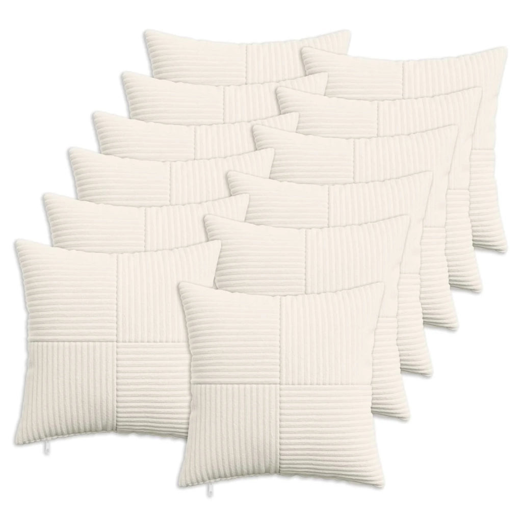 Federa 12 pcs ALMELO Crema 45 x 45 cm corduroy 914757