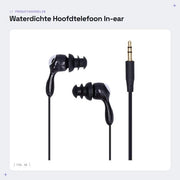Cuffie in-ear acquatiche - Guida del suono per canalizzazione auricolare - Ideali per nuoto e immersioni - Nero - Kit di cuffie sportive - Perfetto per allenamento e corsa
