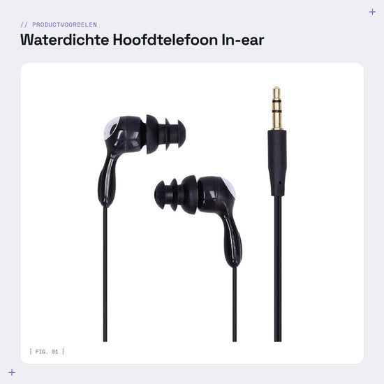 Cuffie in-ear acquatiche - Guida del suono per canalizzazione auricolare - Ideali per nuoto e immersioni - Nero - Kit di cuffie sportive - Perfetto per allenamento e corsa