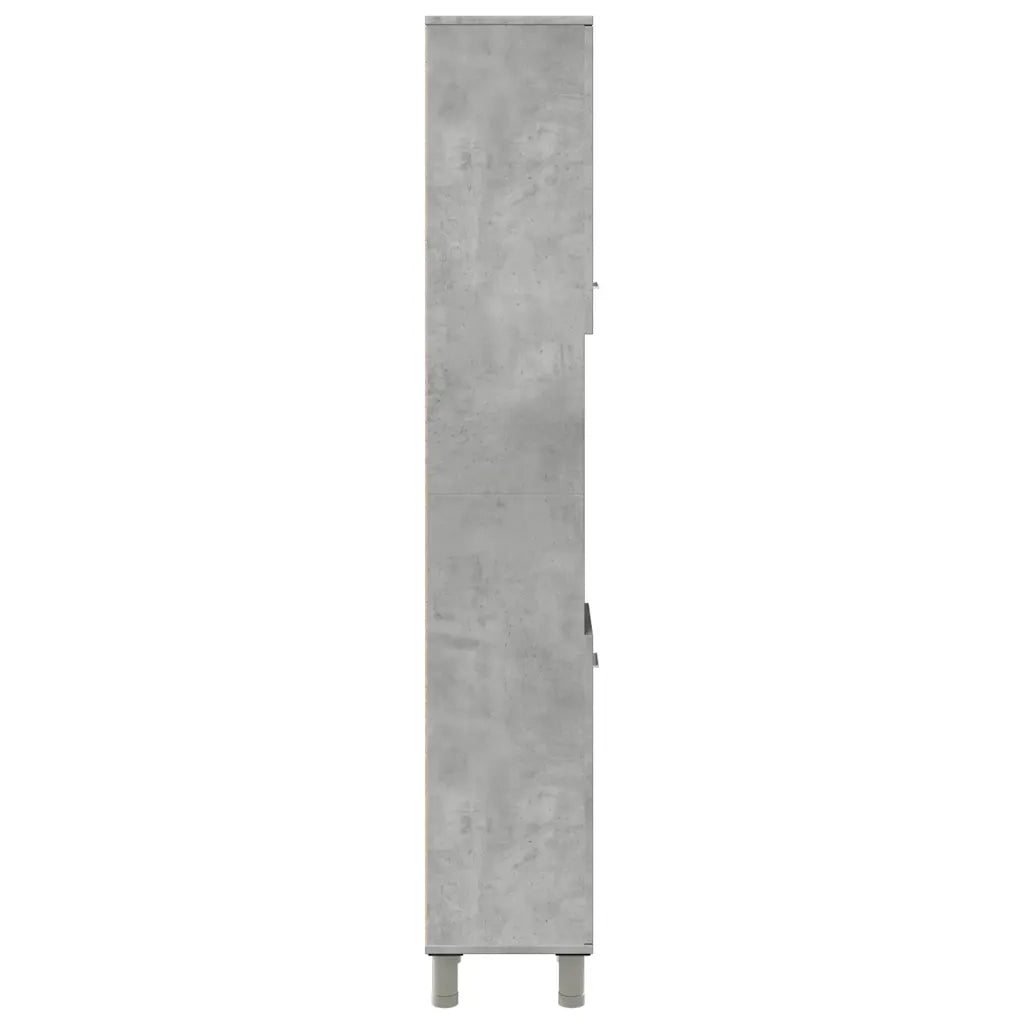 vidaXL Mobile da Bagno Grigio Cemento 30x30x179 cm Legno Multistrato
