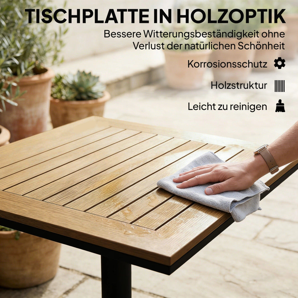 Tavolino da giardino quadrato ¨C Zephmum ¨C Legno effetto 70x70 cm