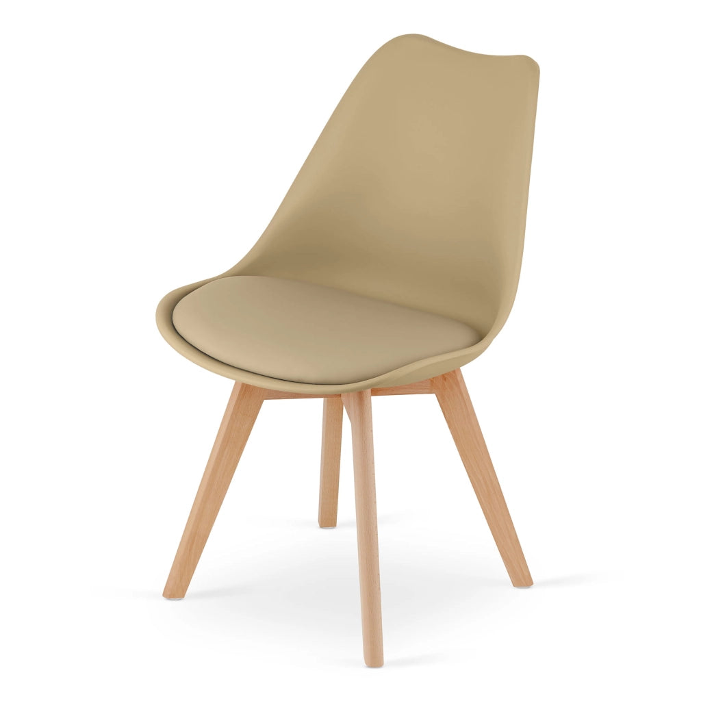 Sedia VALORA RIXK - Design moderno beige scuro con gambe in faggio x 3