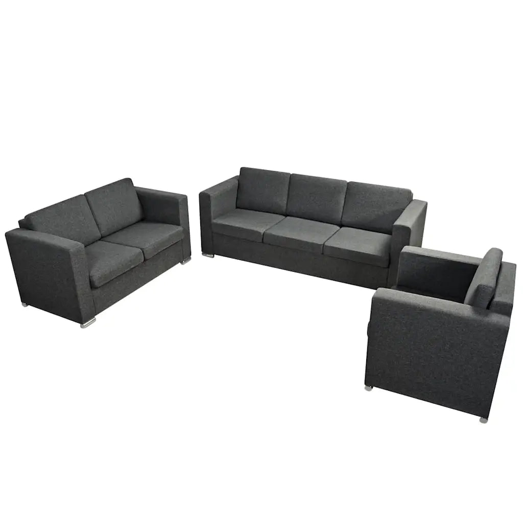 3 Pz Set di Divani in Stoffa Grigio Scuro  cod mxl 18897