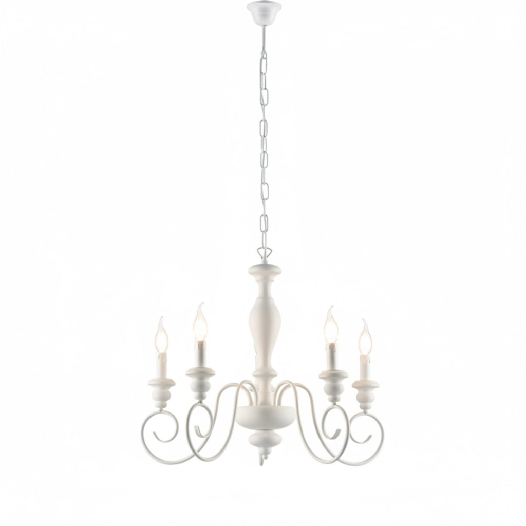 Lampadario Shabby Chic Cascina Bianco 5 Luci E14
