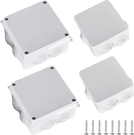 Scatola di connessione idrofuga IP65 - distributore elettrico - cassa di interruttore - 85x85x50mm / 100x100x70mm.