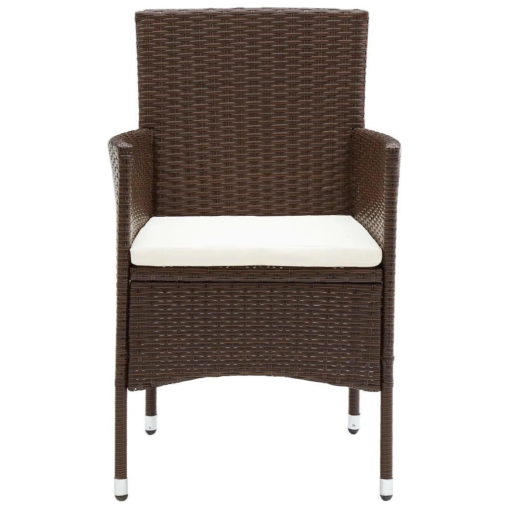 Set da Pranzo per Giardino 5 pz in Polyrattan Marrone cod mxl 35164