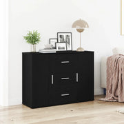 Credenza Rovere Nero 91x29,5x65 cm in Legno Multistrato 862477