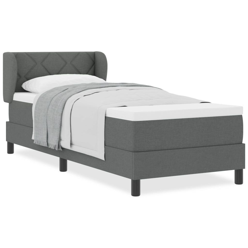 Letto a molle con materasso  Grigio scuro 80x200 cm Tessuto