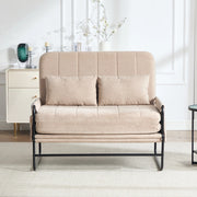 Divano letto 2 posti trasformabile in chenille kaki con struttura in metallo; 104x85x92 cm