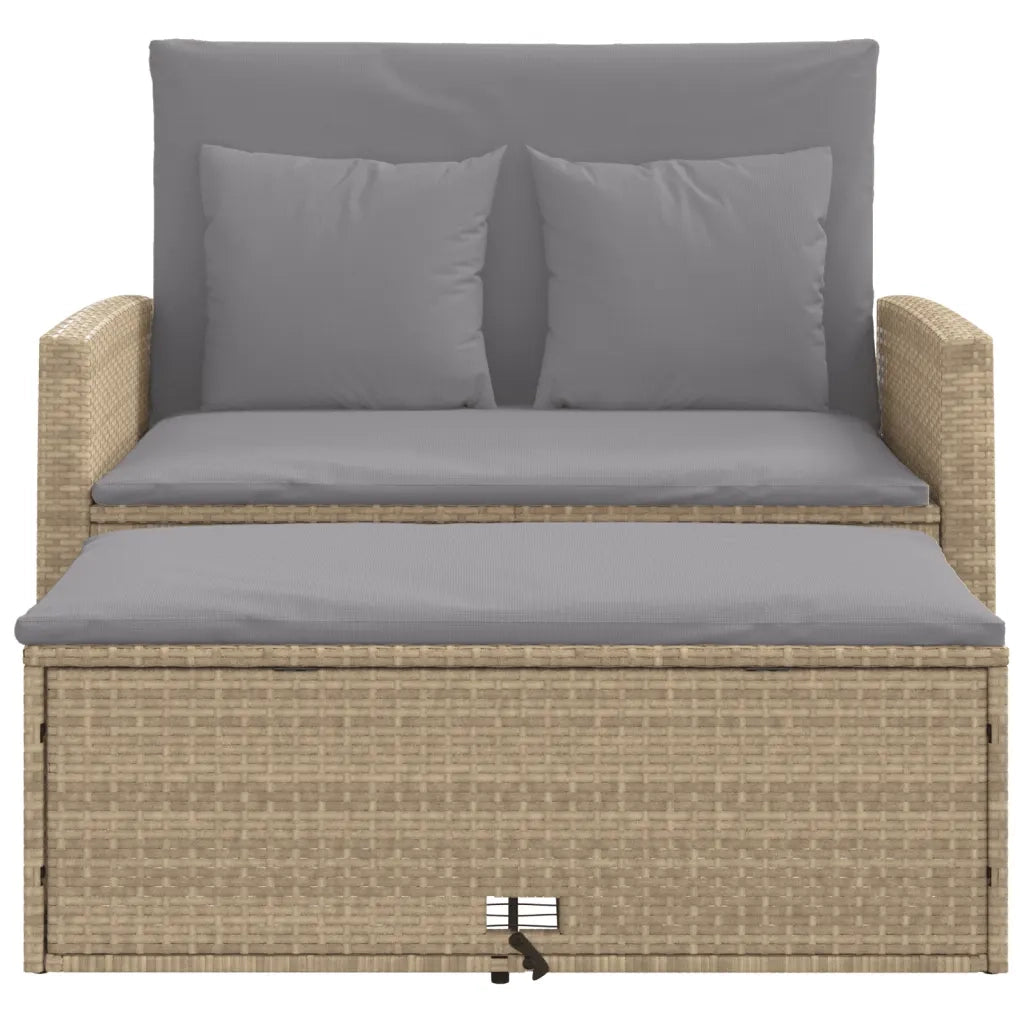 Divano da Giardino con Cuscini a 2 Posti-Sofa da giardino Beige in Polyrattan 109355