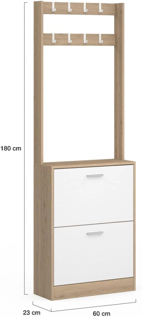 Scarpiera KLARK a 2 ante con effetto legno e bianco