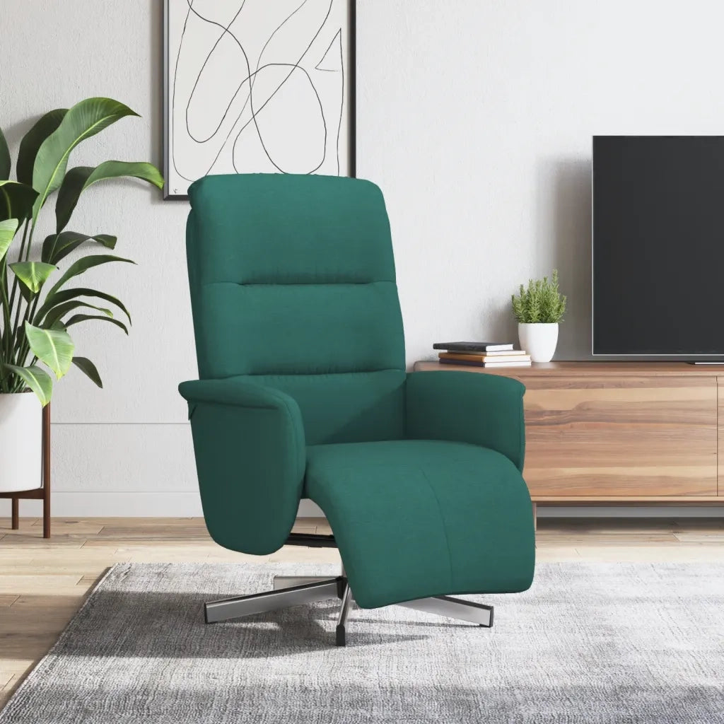 Divano Sedia-Poltrona Reclinabile con Poggiapiedi Verde Scuro in Tessuto 776938