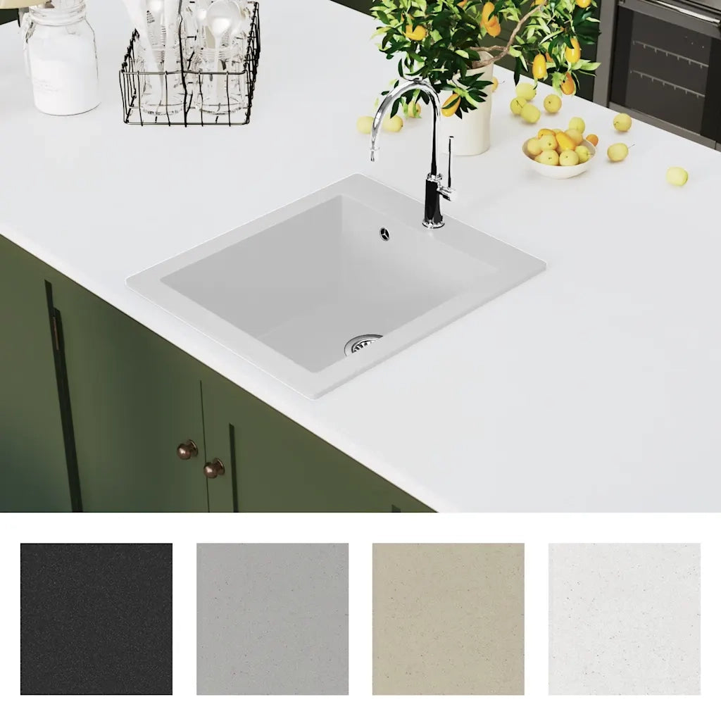Lavandino Cucina Granito 1 Lavello ad Incasso Bianco CFW2924247