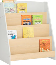 Libreria per Bambini Scaffale a Scala Scaffale Portaoggetti Libreria a Scala Grigio-Naturale 61x30x71cm KMB106-HG