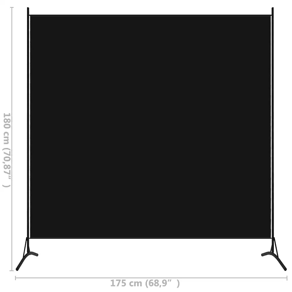 Paravento-Divisorio Nero 175x180 cm in Tessuto