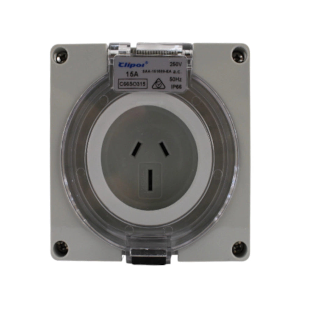 Presa dritta 15A 2P+N 230V IP66 Clipol