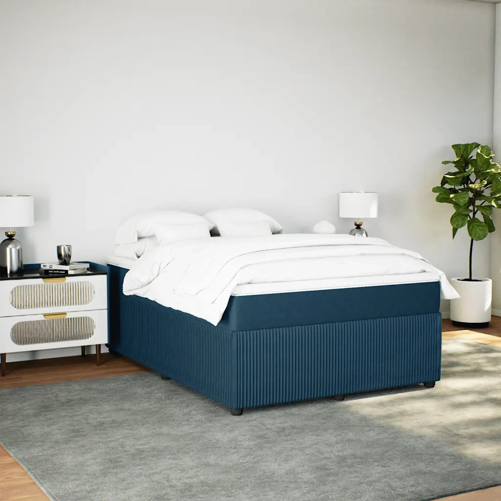 Giroletto a Molle con Materasso Blu Scuro 140x190 cm in Velluto