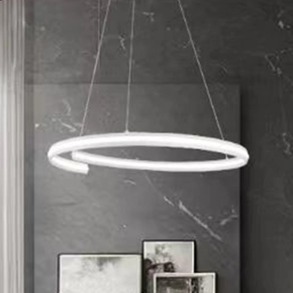 Trade Shop - Lampadario Led Moderno A Semicerchio 100w A Sospensione Luce 6500k 70cm Bianco 33429 -