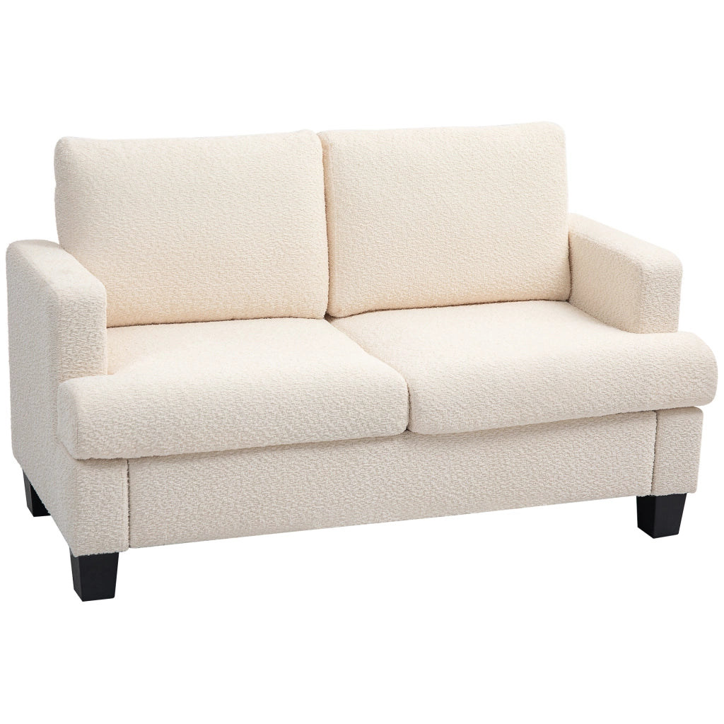 Divano 2 posti 120 cm ¨C Xylo ¨C tessuto chenille beige con cuscini schienale removibili