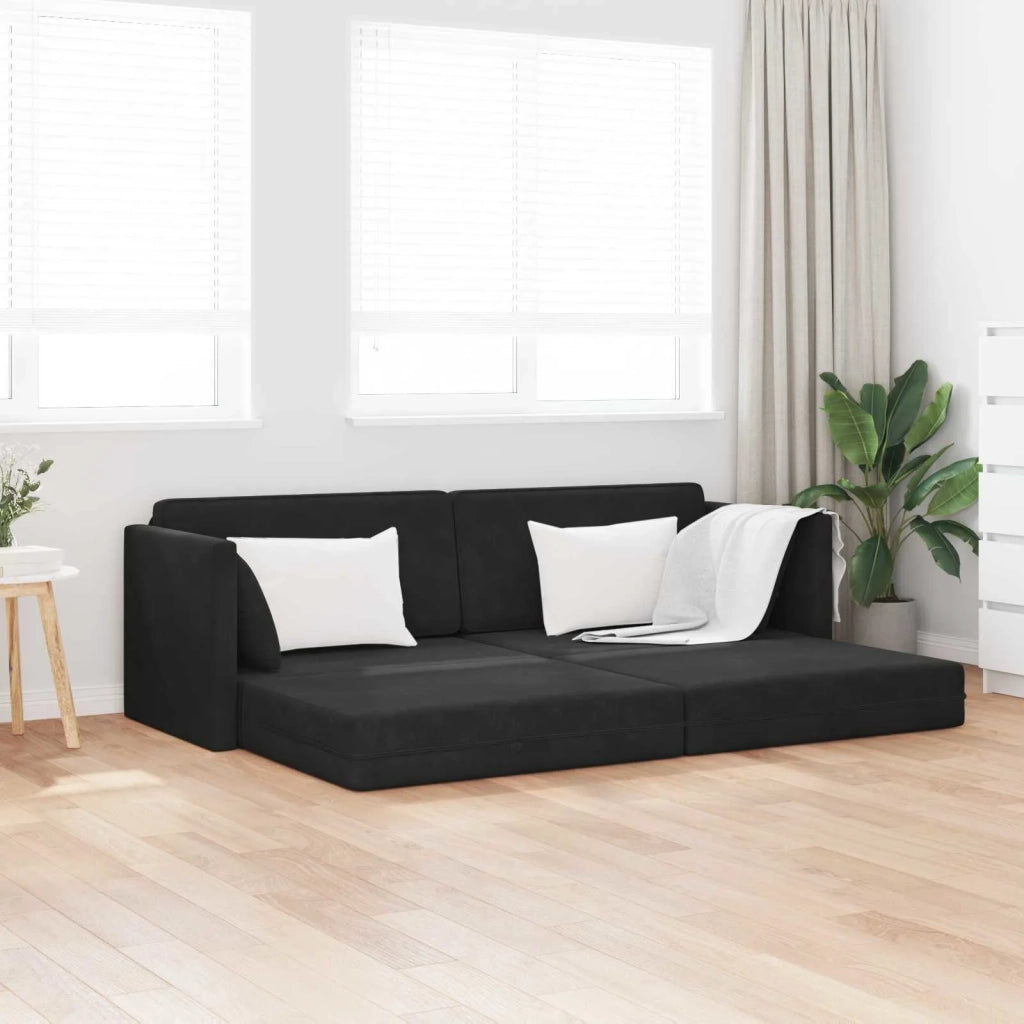 Divano-letto | Sof¨¤ letto | Letto singolo da pavimento Nero 213 x 70 x 77 cm Velluto