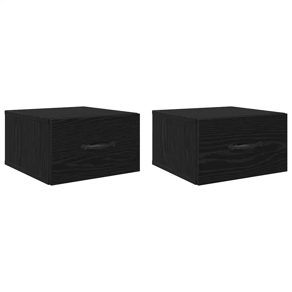 Armadio da Notte con cassetto 2 pcs Rovere nero 35 x 35 x 20 cm 882355