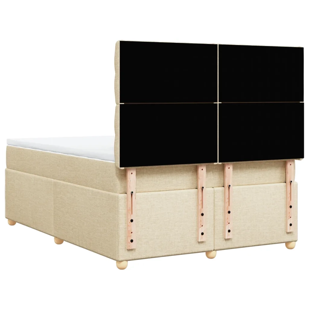 Giroletto a Molle con Materasso Crema 160x200 cm in Tessuto 3291343