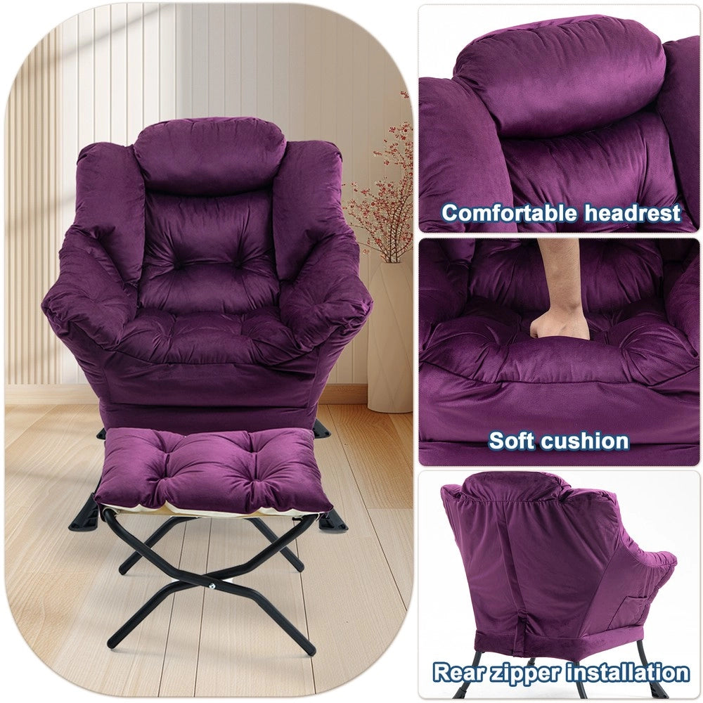 Poltrona Relax con Poggiapiedi Ribaltabile e Tasca Laterale ¨C MINIMAL ¨C Tessuto, Design Moderno