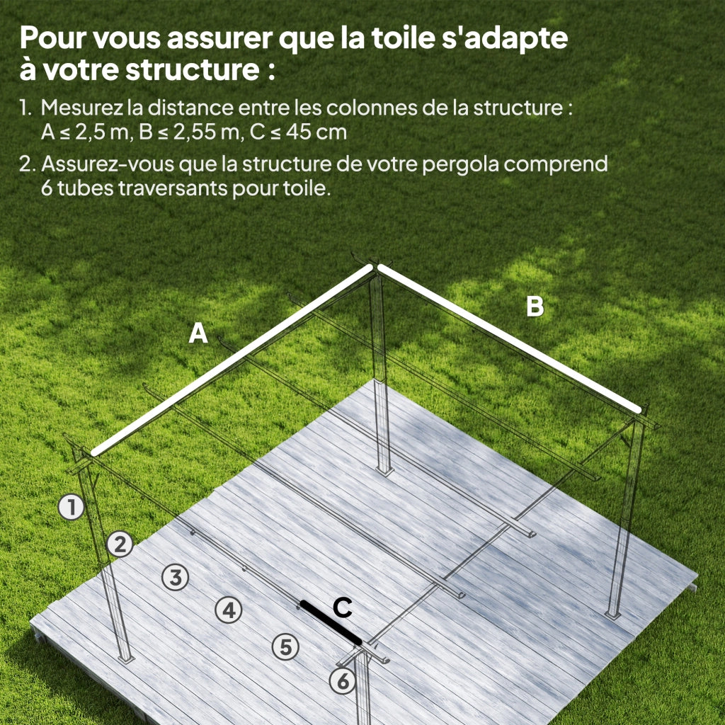 Telo di ricambio per pergola retrattile 3x3m ¨C Xylo ¨C 250x255cm caff¨¨