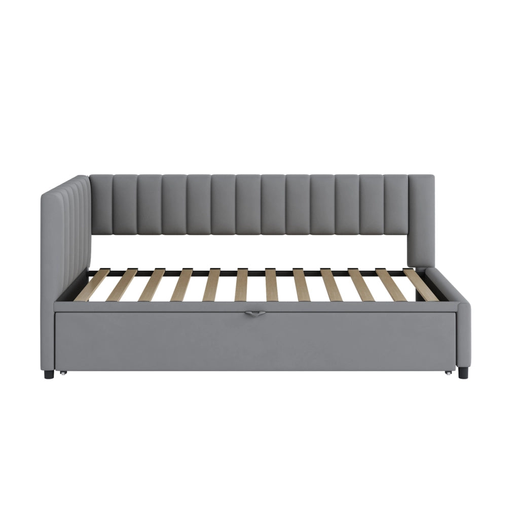 Divano letto L 90x200 cm estraibile; velluto; grigio