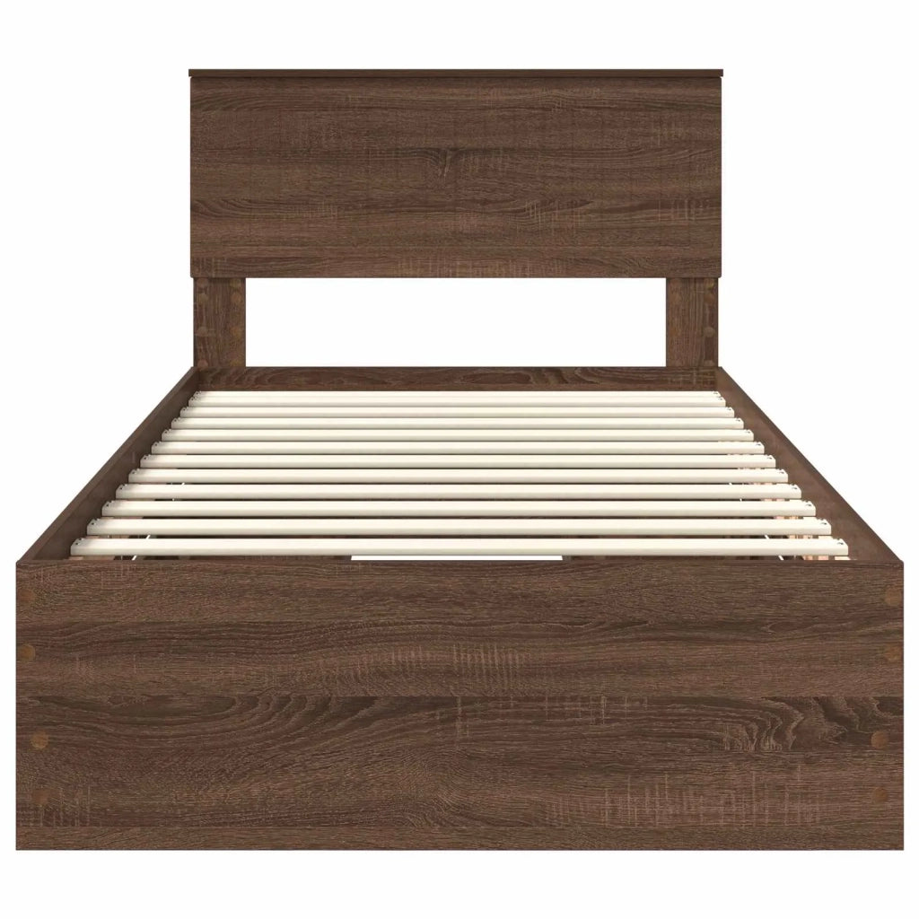 Struttura del letto con cassetto Rovere Marrone 100 x 200 cm
