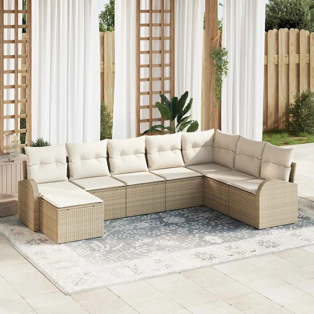 Set Divano da Giardino 8 pcs Beige Rattan in Polipropilene 3346161