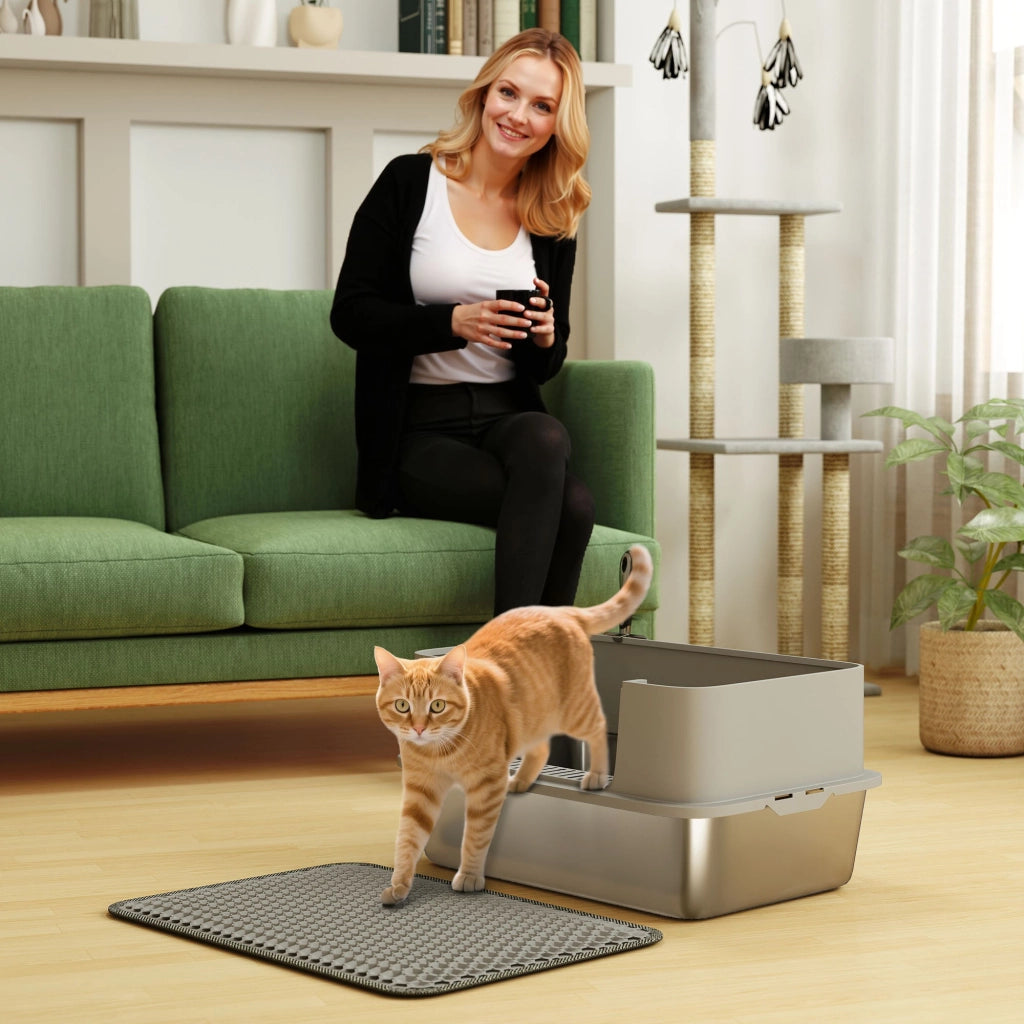 Casetta per gatti con lettiera ¨C zephmum ¨C 60.2x40.2x29.5 cm grigio