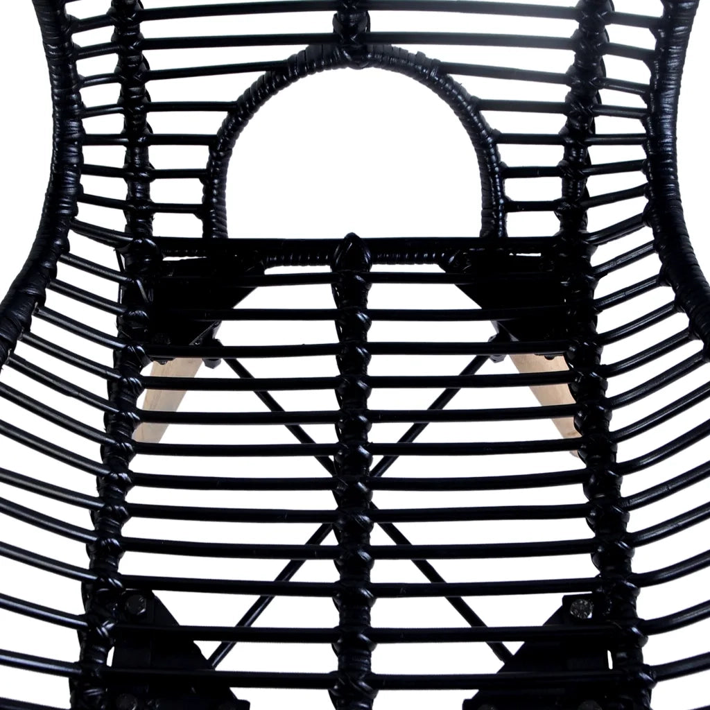 Sedie da Pranzo 6 pz Nere in Rattan Naturale 275838