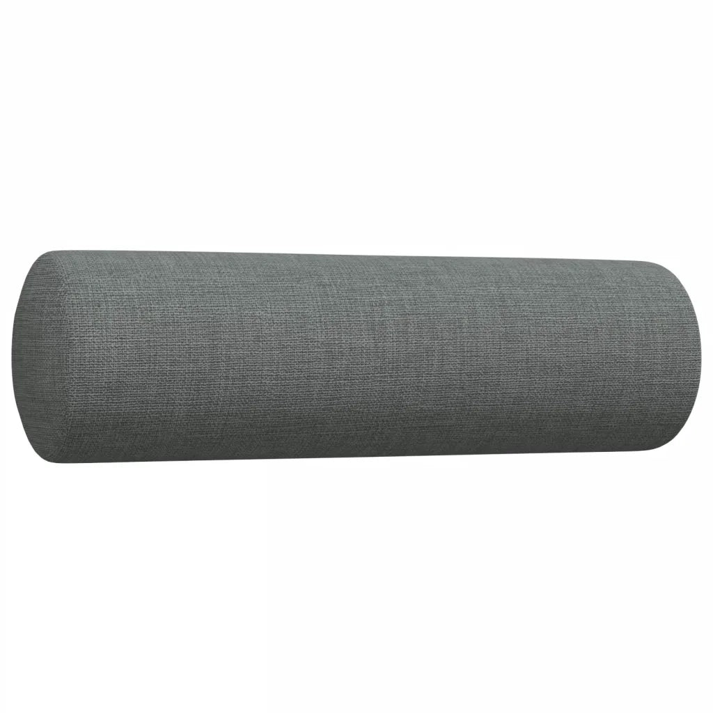 Set Divani 3 pz con Poggiapiedi e Cuscini Grigio Scuro Tessuto