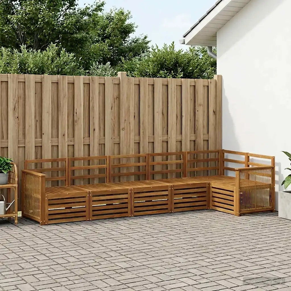 Set divano sezionale 5 pcs Naturale Legno di Acacia Massello