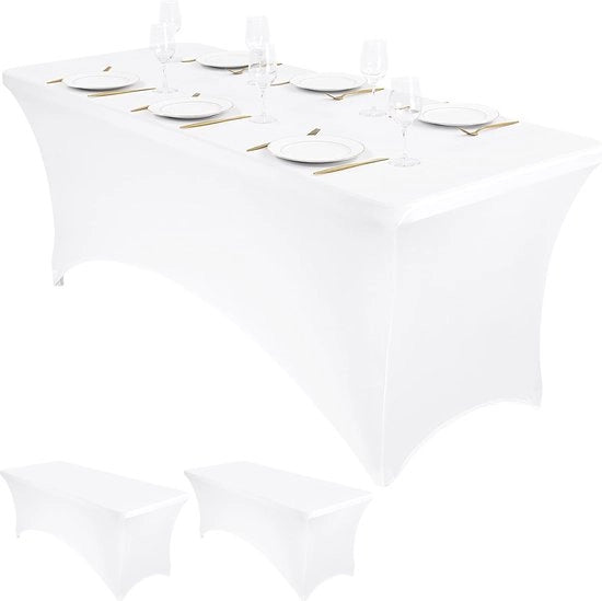 Tavolo con Copertura Spandex 2,4 m Rettilineo - Lavabile e Duraturo per Matrimoni e Eventi