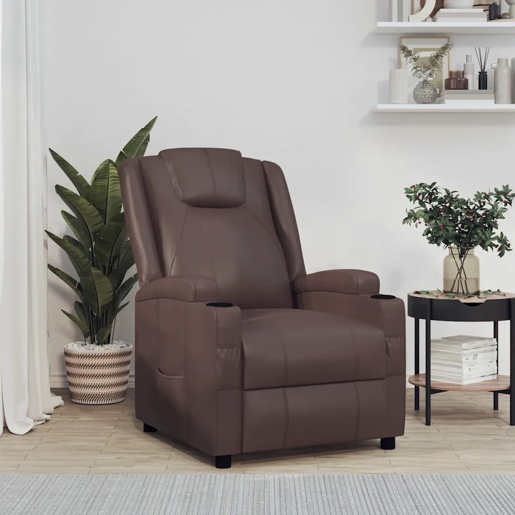 Divano Sedia-Poltrona Reclinabile Marrone in Similpelle 591616