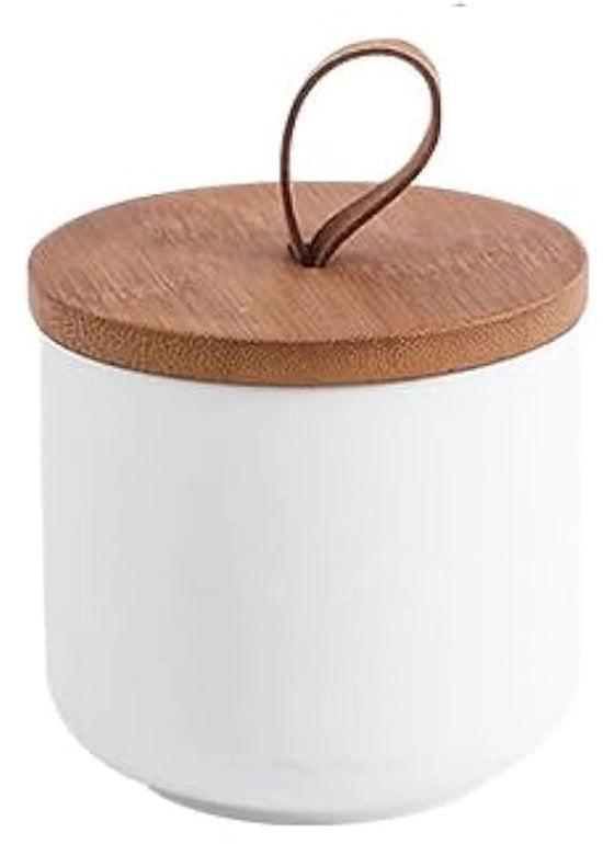 Vaso ceramico moderno con coperchio, contenitore per zucchero, caffettiera, contenitore per alimenti per caffè in grani, zucchero, tè, spezie, ecc. (bianco, 260 ml)